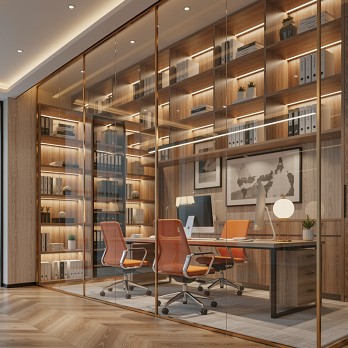 JJ拉門頭份辦公室玻璃隔間完工實拍，鋁框玻璃門提升空間質感