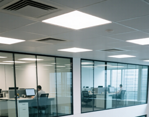 JJ拉門頭份辦公室玻璃隔間安裝實景，鋁框結構穩固美觀